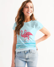 Ocean Blue Flamingos Women's Tee