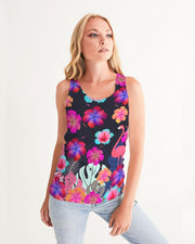 Floral Hibiscus Flamingos Women's Racerback Tank