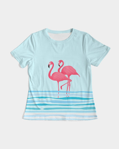 Ocean Blue Flamingos Women's Tee