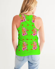 Tropical Lime Green Flamingos Dots Women's Racerback Tank