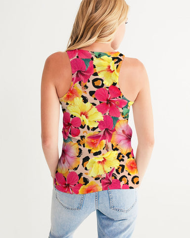 Animal Print Island Flowers Women's Racerback Tank