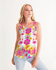 Flamingos Hibiscus Floral Women's Racerback Tank