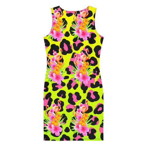 Animal Print Tropical Flamingos Bodycon Dress