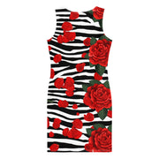 Red Roses Animal Print Bodycon Dress