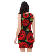 Red Roses Black Bodycon Dress