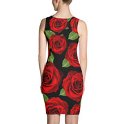 Red Roses Black Bodycon Dress