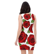 Red Roses White Bodycon Dress