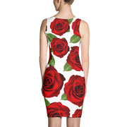 Red Roses White Bodycon Dress