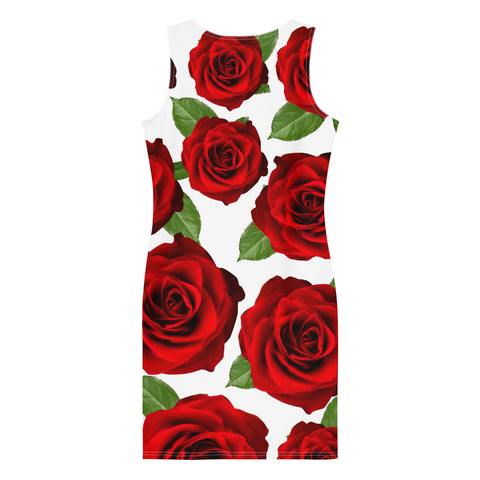 Red Roses White Bodycon Dress