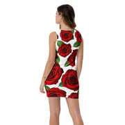 Red Roses White Bodycon Dress