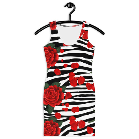 Red Roses Animal Print Bodycon Dress