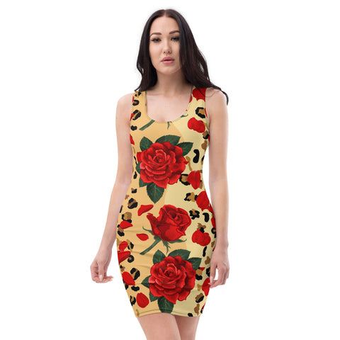 Animal Print Roses Bodycon Dress