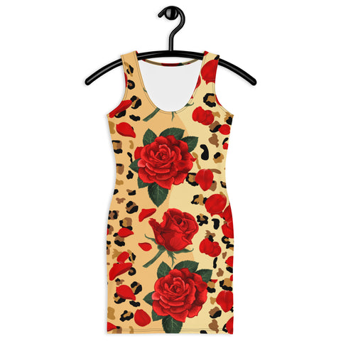 Animal Print Roses Bodycon Dress