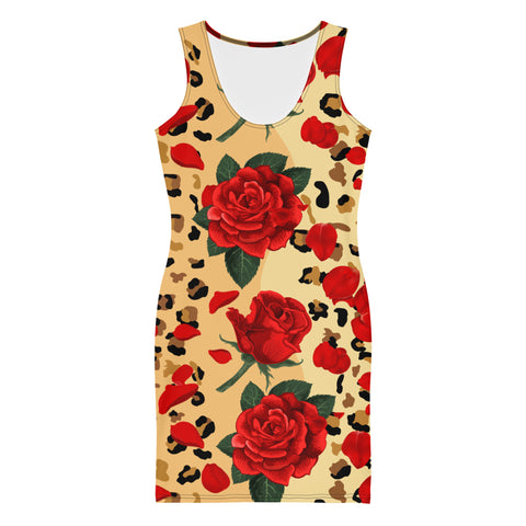 Animal Print Roses Bodycon Dress