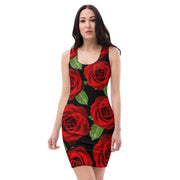 Red Roses Black Bodycon Dress