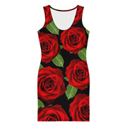 Red Roses Black Bodycon Dress