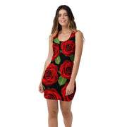 Red Roses Black Bodycon Dress