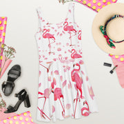 Pink Flamingos Petals Skater Dress