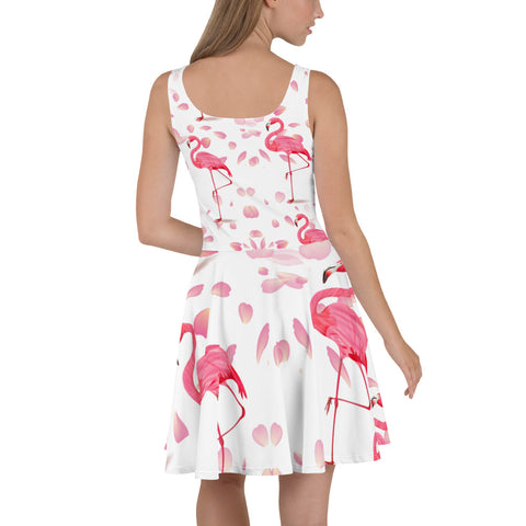 Pink Flamingos Petals Skater Dress