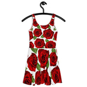 Red Roses White Skater Dress