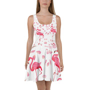 Pink Flamingos Petals Skater Dress