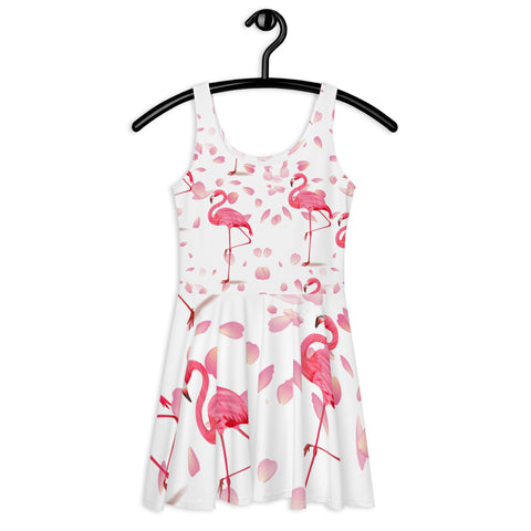 Pink Flamingos Petals Skater Dress