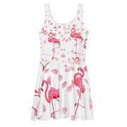Pink Flamingos Petals Skater Dress