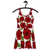 Red Roses White Skater Dress