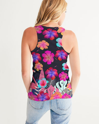 Floral Hibiscus Flamingos Women's Racerback Tank