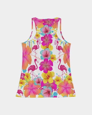 Flamingos Hibiscus Floral Women's Racerback Tank