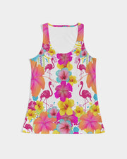 Flamingos Hibiscus Floral Women's Racerback Tank