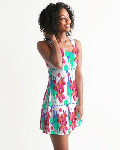 Pink Plumeria Floral Racerback Dress