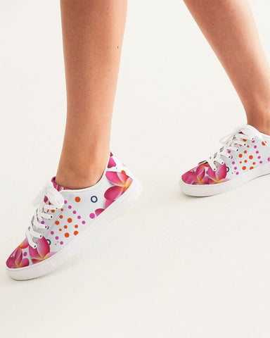 Pink Plumeria Floral Dots Sneakers