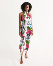 Tropical Hibiscus White Swimsuit Cover Up
