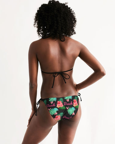 Beach Flora Black Bikini Set