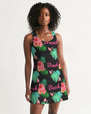 Tropical Beach Flora Black Racerback Dress