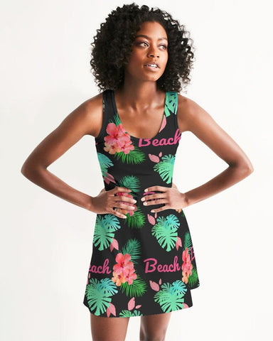 Tropical Beach Flora Black Racerback Dress