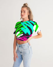 Black Colorsplash Twist-Front Crop Top