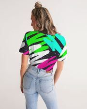 Black Colorsplash Twist-Front Crop Top