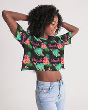 Tropical Beach Print Cropped Top