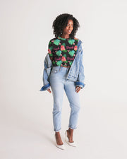 Tropical Beach Print Cropped Top