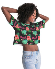 Tropical Beach Print Cropped Top