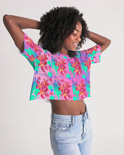 Tropical Plumeria Floral Cropped Top