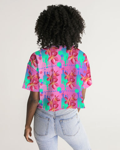 Tropical Plumeria Floral Cropped Top