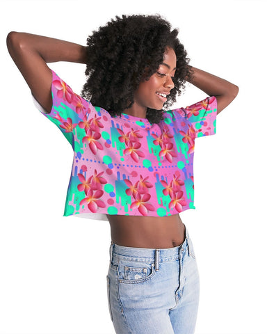 Tropical Plumeria Floral Cropped Top