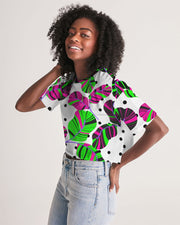 Tropical Leaves Dots Cropped Top