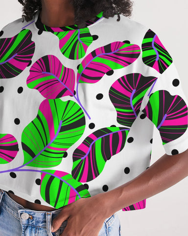 Tropical Leaves Dots Cropped Top