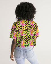 Animal Print Flamingos Cropped Top