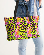 TROPICAL ANIMAL PRINT FLAMINGOS TOTE BAG