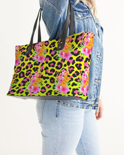 TROPICAL ANIMAL PRINT FLAMINGOS TOTE BAG